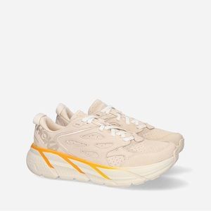 Clifton L Suede HOKA in color Short Bread/Radiant Yellow 8.5
